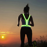 3-Mode LED Reflective Sports Vest for Running Cycling Night Activities Green