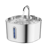 USB Powered 2.2L Stainless Steel Pet Water Fountain Easy Drinking Fountain for Cats and Small Pets Long Window Style