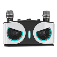 Wireless Bluetooth Karaoke Speaker with 2 Microphone Home KTV Set White