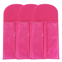 3Pcs Hair Extension Storage Bags with Hangers Dustproof Non-Woven Fake Hair Organizer Rose Red