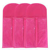 3Pcs Hair Extension Storage Bags with Hangers Dustproof Non-Woven Fake Hair Organizer Rose Red