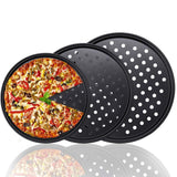 Non-Stick Pizza Pan Carbon Steel Crisper Tray Round Oven Bakeware with Vent Holes 24-32cm Style 5