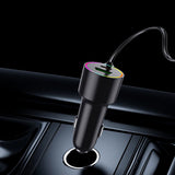 3-in-1 Car Charger – Retractable Coiled Cable with USB and Type-C Fast Charging