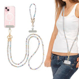 Rhinestone Crossbody Phone Lanyard with Wrist Strap Locking Clips Multicolor