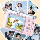 8X Zoom Digital Camera Point And Shoot Camera with 32GB Memory Card for Students Pink