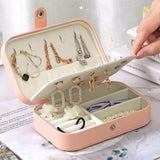 Portable Trave Jewelry Case Jewelry Storage Box for Earrings Rings Necklaces Bracelets Watches Pink