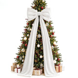 Velvet Christmas Tree Bow Oversized 40x230cm Long Streamers White