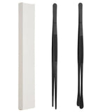 2PCS Kitchen Cooking Tongs Tweezers Stainless Steel Kitchen Round and Straight Head for Grilling Cooking Black