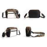Color-Block Small Crossbody Bags for Women PU Leather Shoulder Handbag Purse with Adjustable Wide Strap Black