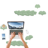 Leaf Shape Keyboard Wrist Rest Pad Set PU Leather Memory Foam Wrist Support Cushion