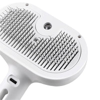 Pet Steam Brush Cat Dog Spray Hair Removal Comb for Shedding Grooming White