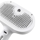 Pet Steam Brush Cat Dog Spray Hair Removal Comb for Shedding Grooming White