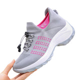 Lightweight Stretch Mesh Walking Shoes Slip On for Men and Women Grey Pink