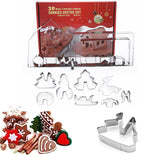 18PCS Stainless Steel Christmas Cookie Cutter Set with 3D Gingerbread House Shapes