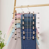 2PCS Saving Hanging Pants Hangers with 12 Clips and 360 Degrees Swivel Hook