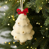 3PCS Flocked Christmas Tree Hanging Ornaments with Bell Pendants