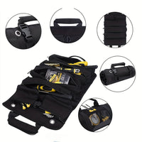 Portable Roll Up Tool Bag Hardware Repair Tool Organizer for Electrician Mechanic Black