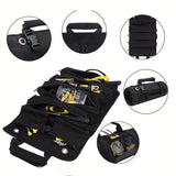 Portable Roll Up Tool Bag Hardware Repair Tool Organizer for Electrician Mechanic Black