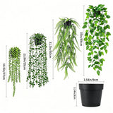 4 PCS Fake Plants Hanging Artificial Hanging Plants for Wall Room Balcony Office