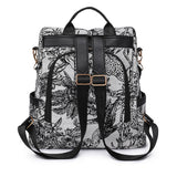 Printed Anti-theft Backpack Multifunctional Large Capacity Travel Bag Black
