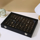 100 Slots Jewelry Ring Display Organizer Box with Glass Lid – Earring and Ring Storage Tray