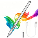 Rechargeable Stylus Pen Compatible With Microsoft Surface Pro 11 10 9 8 7 Go X Silver