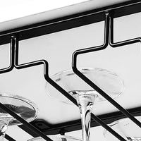 4-Slot Wine Glass Rack Holder Hanging Under Cabinet Stemware Storage Hanger for Kitchen Bar Black