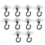10 Pcs Adhesive Wall & Ceiling Decor Hook Heavy Duty No-Drill 360 Degree for Hanging Home Black