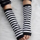 3 Pairs Long Fingerless Gloves Gloves Arm Cover Striped Cotton Wrist Sleeves Arm Warmer