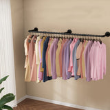 183cm Galvanized Steel Wall Mount Clothes Rack Heavy Duty Black