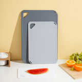 3 PCS Plastic Cutting Board Set for Cooking Camping with Hanging Loop Gray