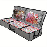 Large Capacity PE Gift Wrap Storage Bag with Zipper & Carry Handles Grey