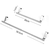 Adjustable No Drill Stainless Steel Dish Towel Holder for Cabinet Door Kicthen Towel Rack Silver