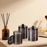 4 PCS Qtip Holder Set Bathroom Jars with Lids Set for Cotton Swabs Balls Pads Black