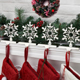 2Pcs Snowflake Christmas Stocking Holders Metal Mantel Stocking Hangers