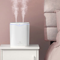 2L USB Double Spray Humidifiers with Colorful Light Cool Mist Ultrasonic Steam Air Humidifier White