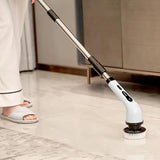 Cordless Electric Spin Scrubber with 9 Replaceable Brush Heads and Extendable Pole for Home Use