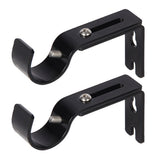 2PCS Adjustable Curtain Rod Brackets – Wall Mount Holders for Drapes Black