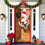 Christmas Door Cover Background Cloth Porch Backdrop Banner for Home Holiday Party Decoration Style 2