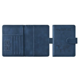 Passport Holder Protective Leather Cover Wallet With Secure Button Closure For Travel Essentials Blue