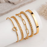 Gold Plated Bracelets for Women Stack Bangle Cuff Bracelet Set Jewelry Trendy