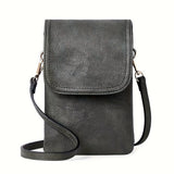 PU Leather Women’s Crossbody Bag with Adjustable Strap Small Cell Phone Purse Black