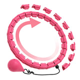 32-Section Weighted Hula Hoop Adjustable Fitness Hoop with Massage Rollers Detachable Exercise Hoop Pink