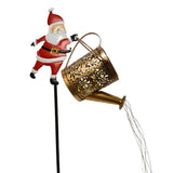 2Pcs Solar Powered Santa Claus Garden Stake Light Christmas Outdoor LED Decoration with Watering Can for Garden Yard Lawn