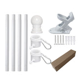 4-Section Flag Pole Kit for House Flags 5.25ft Metal Flagpole with 360-Degree Rotating Rings for Home Porch Yard Garden White