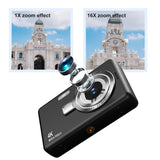 4K HD 1080P Digital Camera Retro Video Camera for Kids Beginners with 32GB TF Card Black