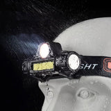 Dual Light USB Rechargeable Waterproof COB Camping Headlight with Rechargeable Battery