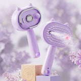 Cat Ear Electric Spray Hair Brush with One Click Cleaning Purple