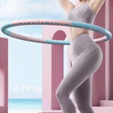 6 Sections Adjustable Fitness Hula Hoop Detachable Home Exercise For Adults Pink