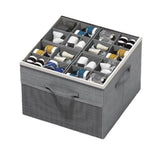 Shoe Organizer for Closet – Foldable Storage Containers with Adjustable Dividers & Transparent Cover Gray